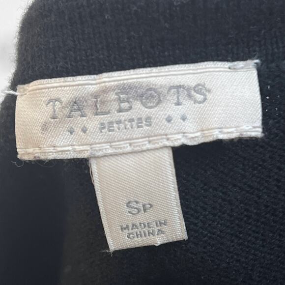 Talbots Black Sequin Cardigan Sweater Women's Button Up Embellished Sparkle Top - Picture 7 of 8